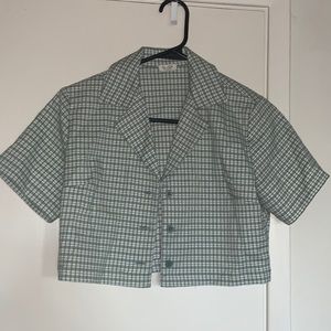 Plaid Short Sleeved Cropped Button Up